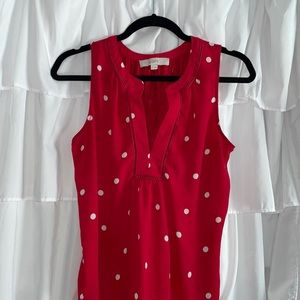 Red and white polka dot loft tank top size small